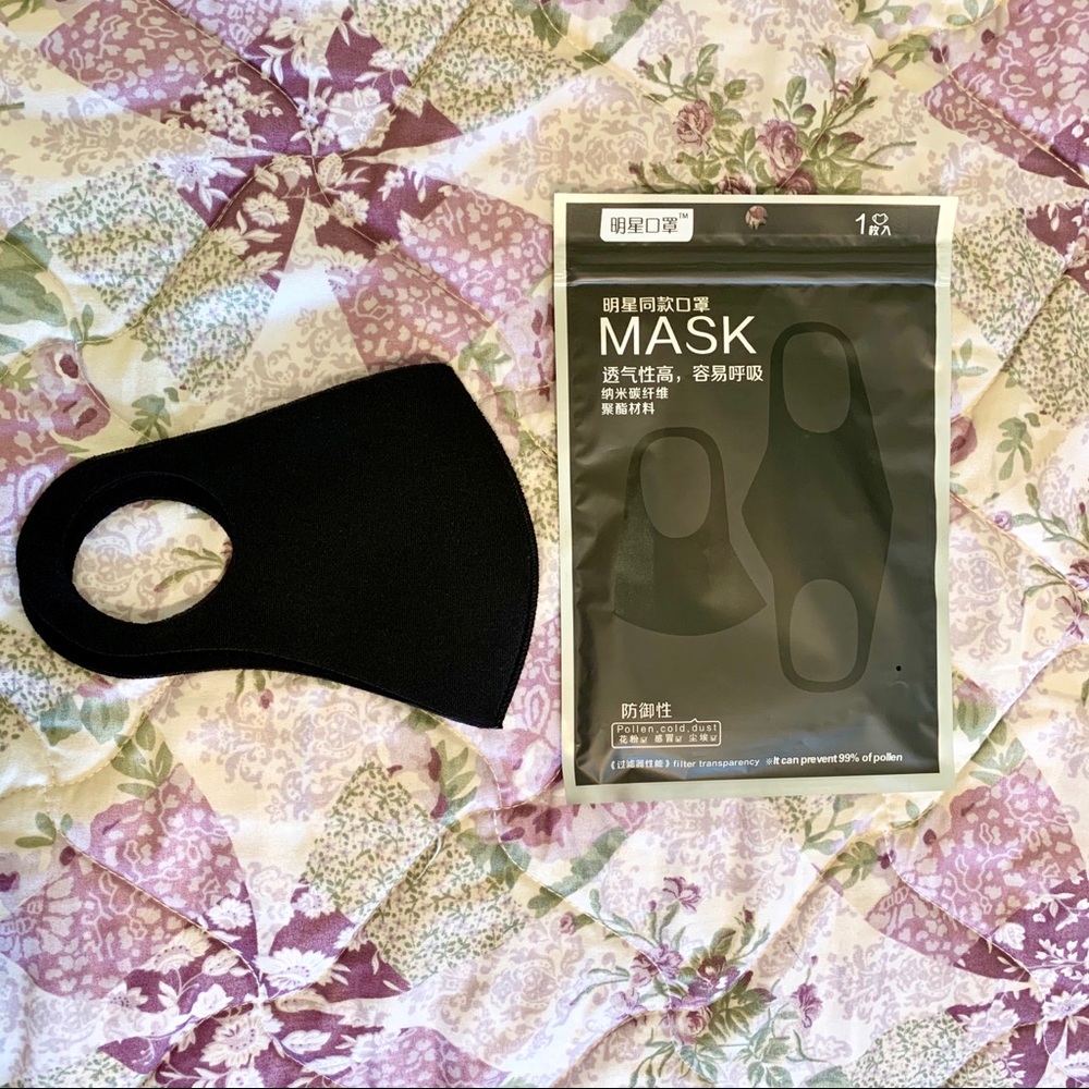 Breathable polyester black masks 2pk